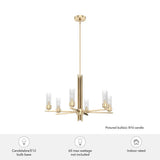 Hunter Gatz 6-Light Alturas Gold Candlestick Chandelier with Ribbed Glass Shades