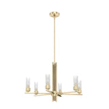 Hunter Gatz 6-Light Alturas Gold Candlestick Chandelier with Ribbed Glass Shades