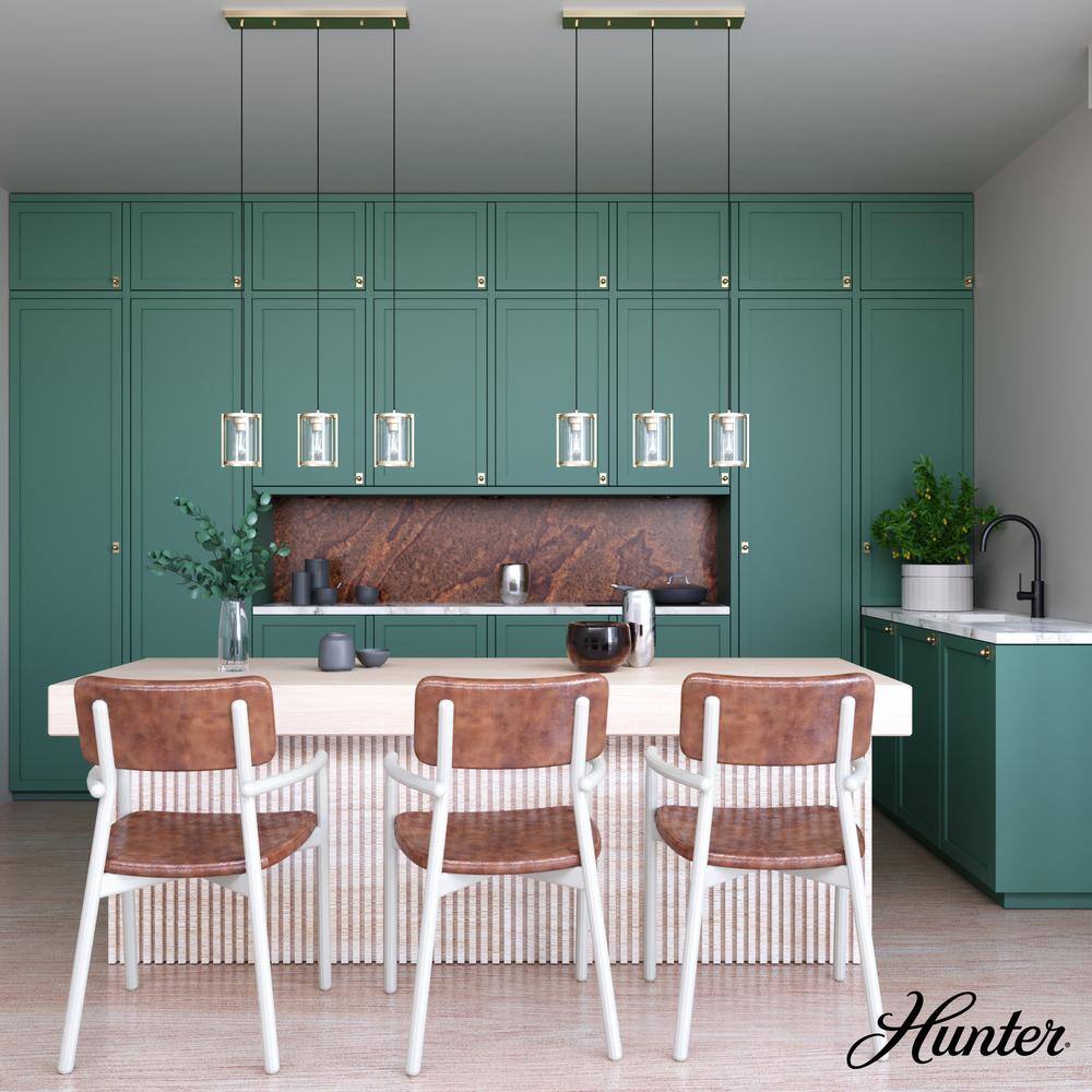 Hunter Astwood 3-Light Alturas Gold Island Chandelier with Clear Glass Shades Kitchen Light