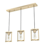 Hunter Astwood 3-Light Alturas Gold Island Chandelier with Clear Glass Shades Kitchen Light