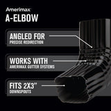 2 in. x 3 in. Black Aluminum Downspout A-Elbow