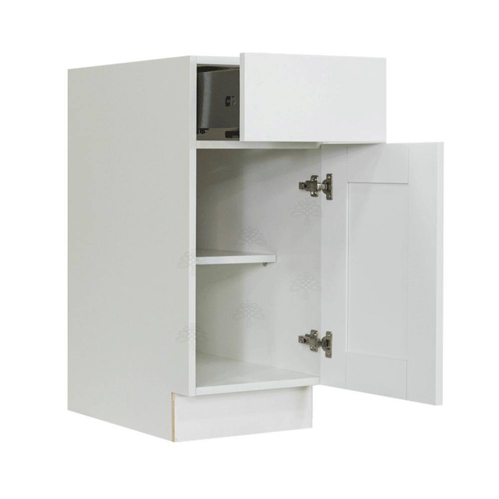 LIFEART CABINETRY Anchester Assembled 18x34.5x24 in. Base Cabinet with 1 Door and 1 Drawer in Classic White