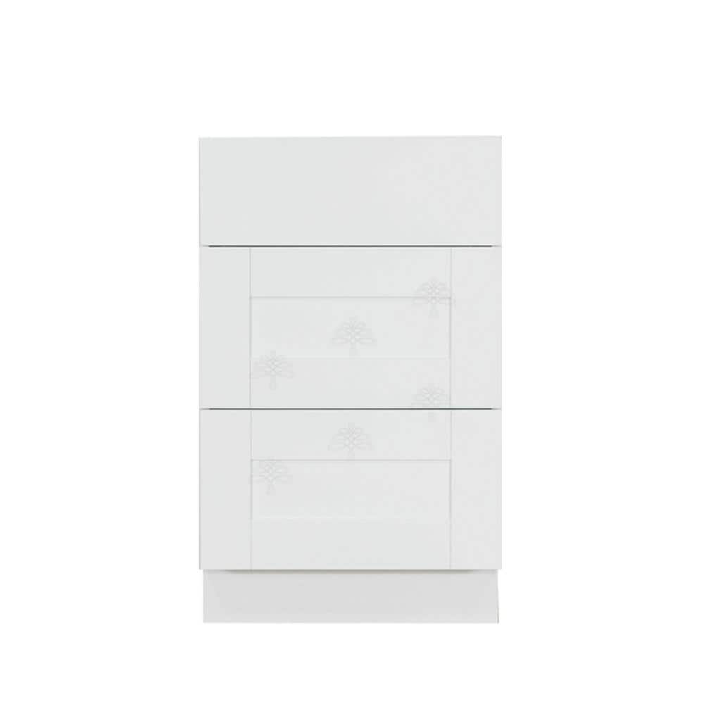 LIFEART CABINETRY Anchester Assembled 12x34.5x24 in. Base Cabinet with 3 Drawers in Classic White