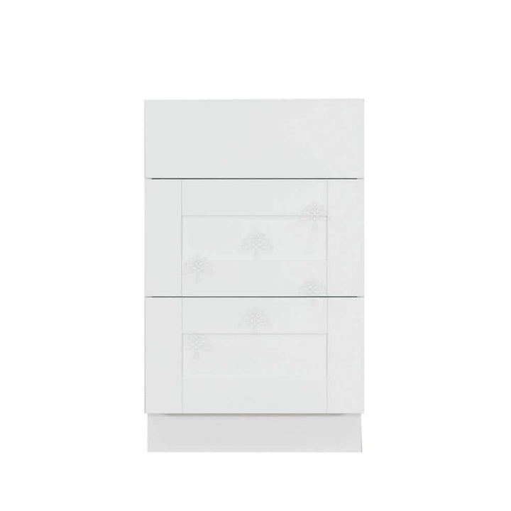 LIFEART CABINETRY Anchester Assembled 12x34.5x24 in. Base Cabinet with 3 Drawers in Classic White