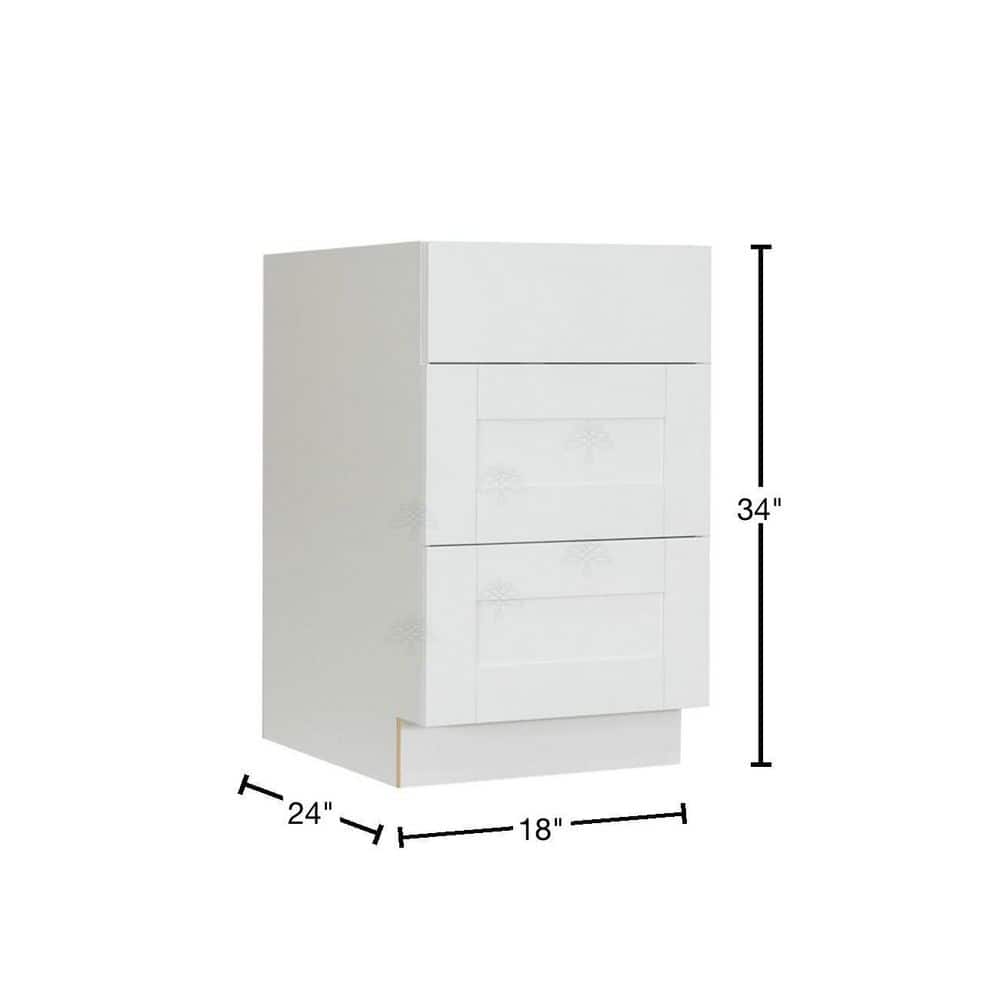 LIFEART CABINETRY Anchester Assembled 18x34.5x24 in. Base Cabinet with 3 Drawers in Classic White