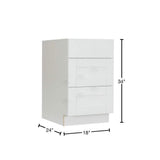 LIFEART CABINETRY Anchester Assembled 18x34.5x24 in. Base Cabinet with 3 Drawers in Classic White