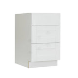 LIFEART CABINETRY Anchester Assembled 18x34.5x24 in. Base Cabinet with 3 Drawers in Classic White