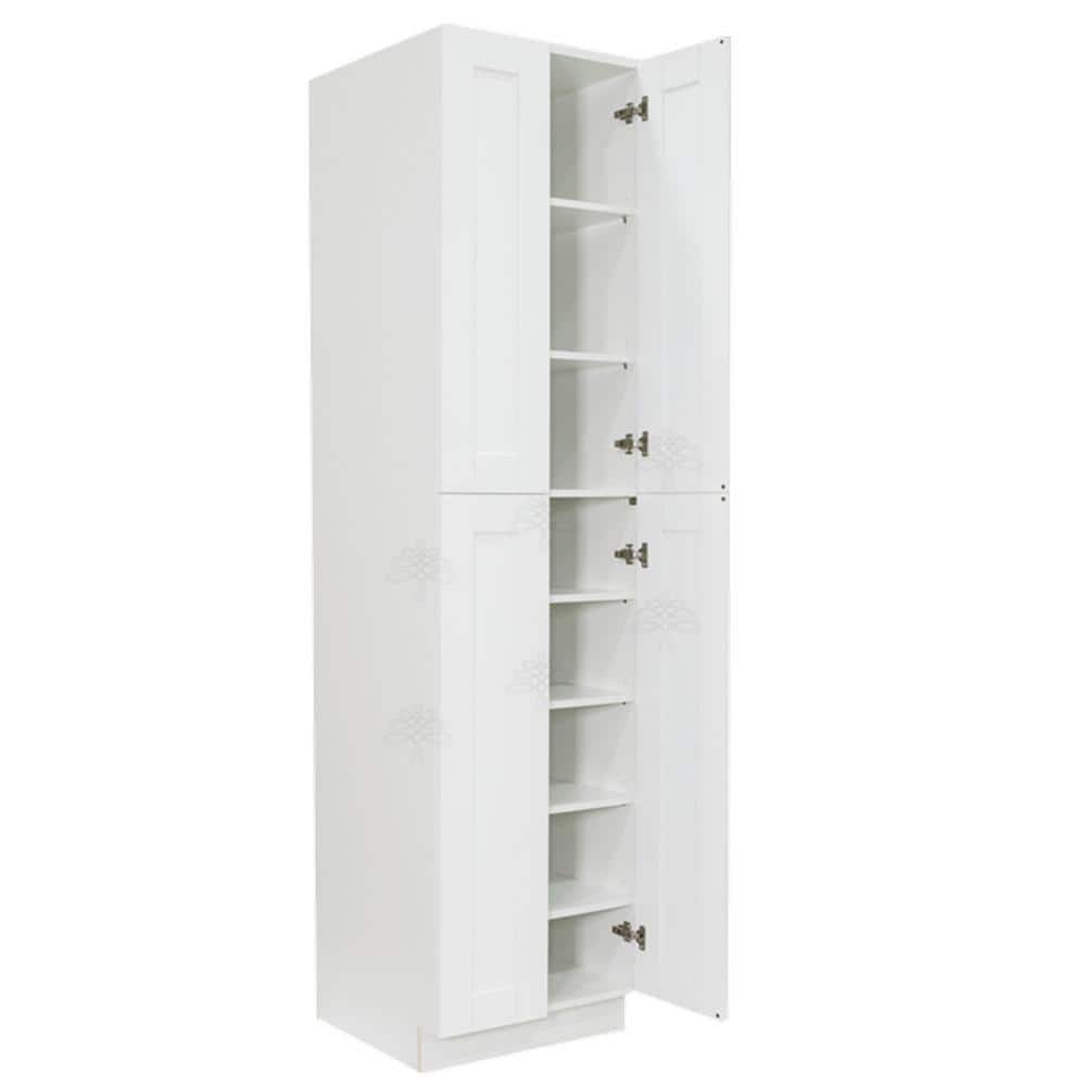 LIFEART CABINETRY Anchester White Plywood Shaker Stock Assembled Tall Pantry Kitchen Cabinet (24 in. W x 96 in. H x 24 in. D)