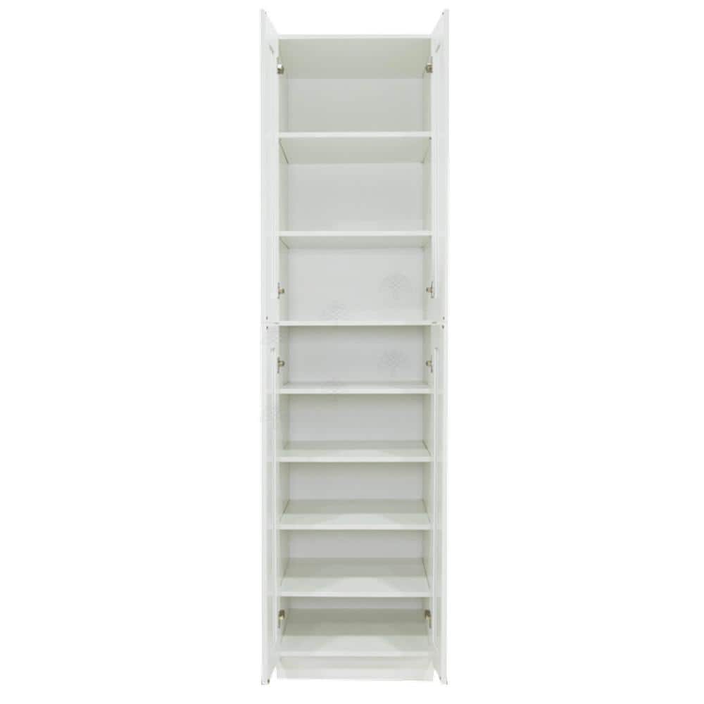 LIFEART CABINETRY Anchester White Plywood Shaker Stock Assembled Tall Pantry Kitchen Cabinet (24 in. W x 96 in. H x 24 in. D)