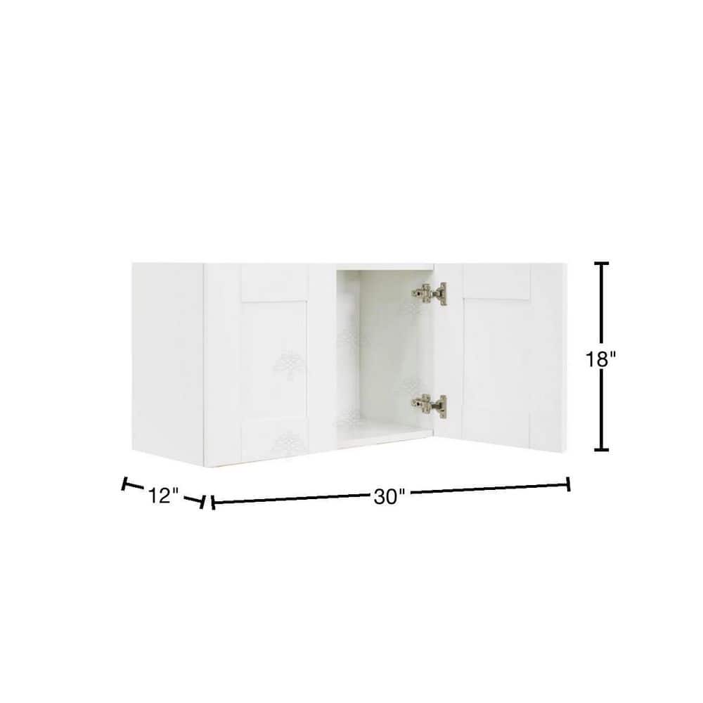 LIFEART CABINETRY Anchester Assembled 30x18x12 in. 2-Door Wall Cabinet with no Shelf in Classic White