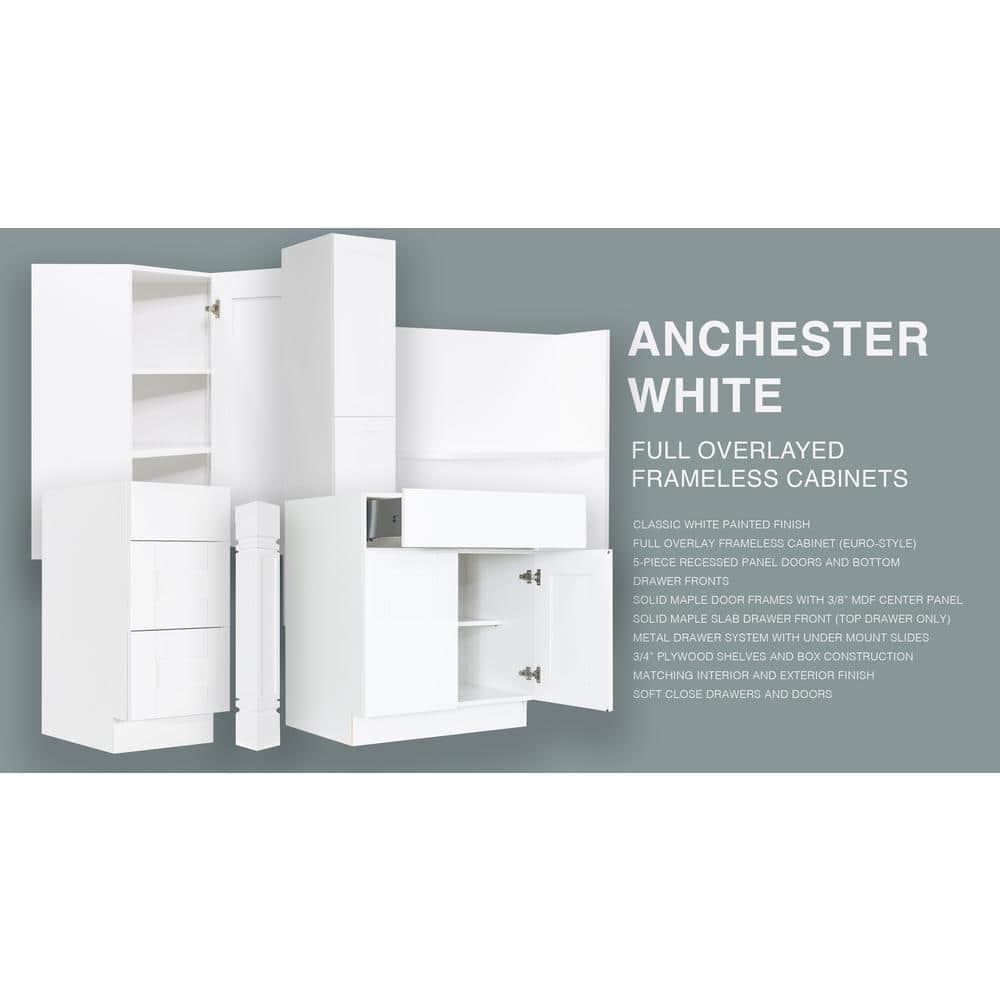 LIFEART CABINETRY Anchester White Plywood Shaker Stock Assembled Wall Corner Kitchen Cabinet (24 in. W x 42 in. H x 15 in. D)
