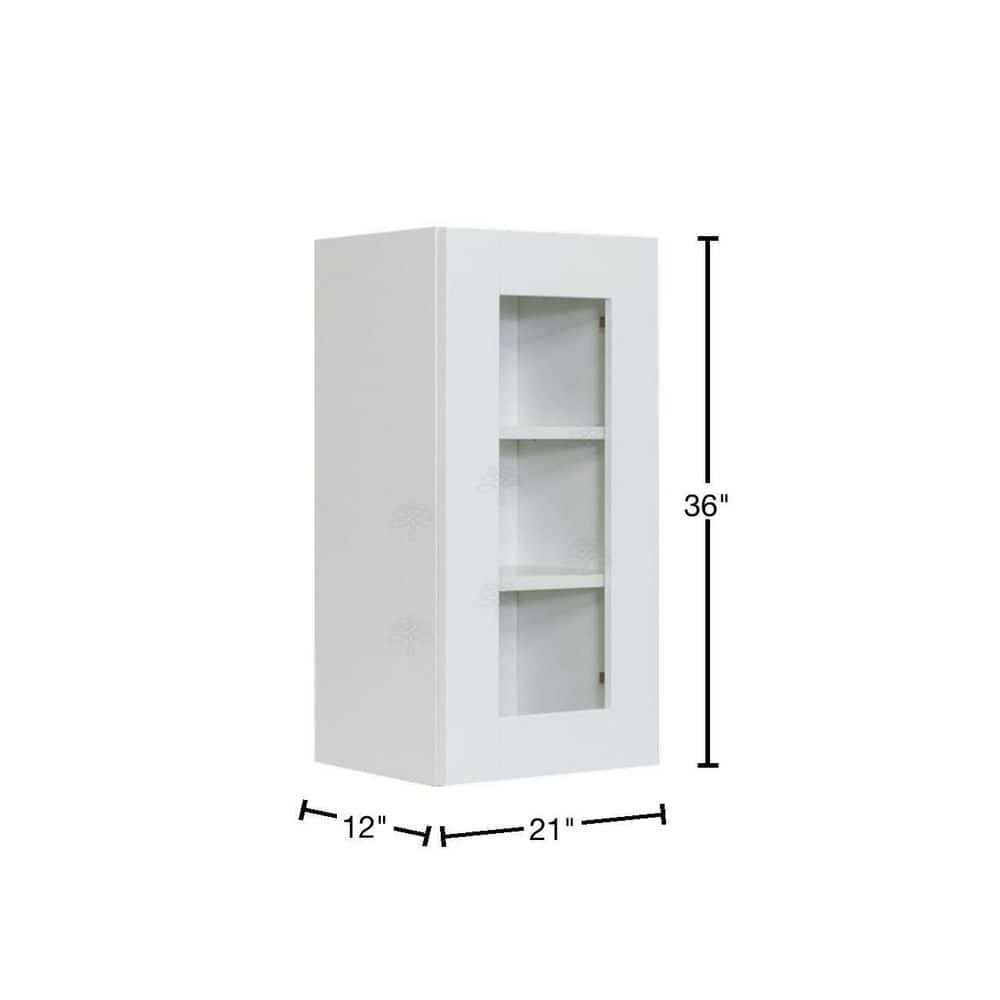 LIFEART CABINETRY Anchester Assembled 21 in. x 36 in. x 12 in. Wall Mullion Door Cabinet with 1-Door 2-Shelves in White