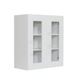 LIFEART CABINETRY Anchester White Plywood Glass Door Stock Assembled Wall Kitchen Cabinet (33 in. W x 36 in. H x 12 in. D)