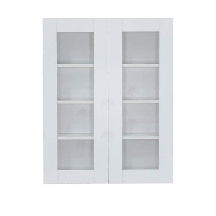 LIFEART CABINETRY Anchester White Plywood Glass Door Stock Assembled Wall Kitchen Cabinet (33 in. W x 42 in. H x 12 in. D)