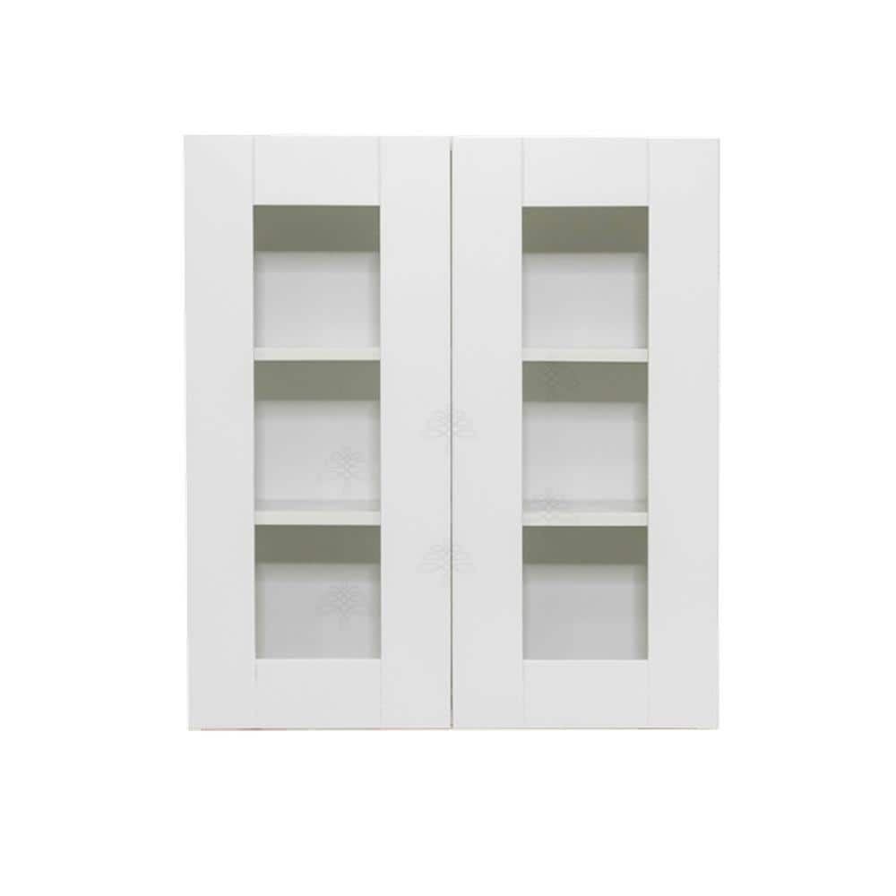 LIFEART CABINETRY Anchester White Plywood Glass Door Stock Assembled Wall Kitchen Cabinet (36 in. W x 36 in. H x 12 in. D)