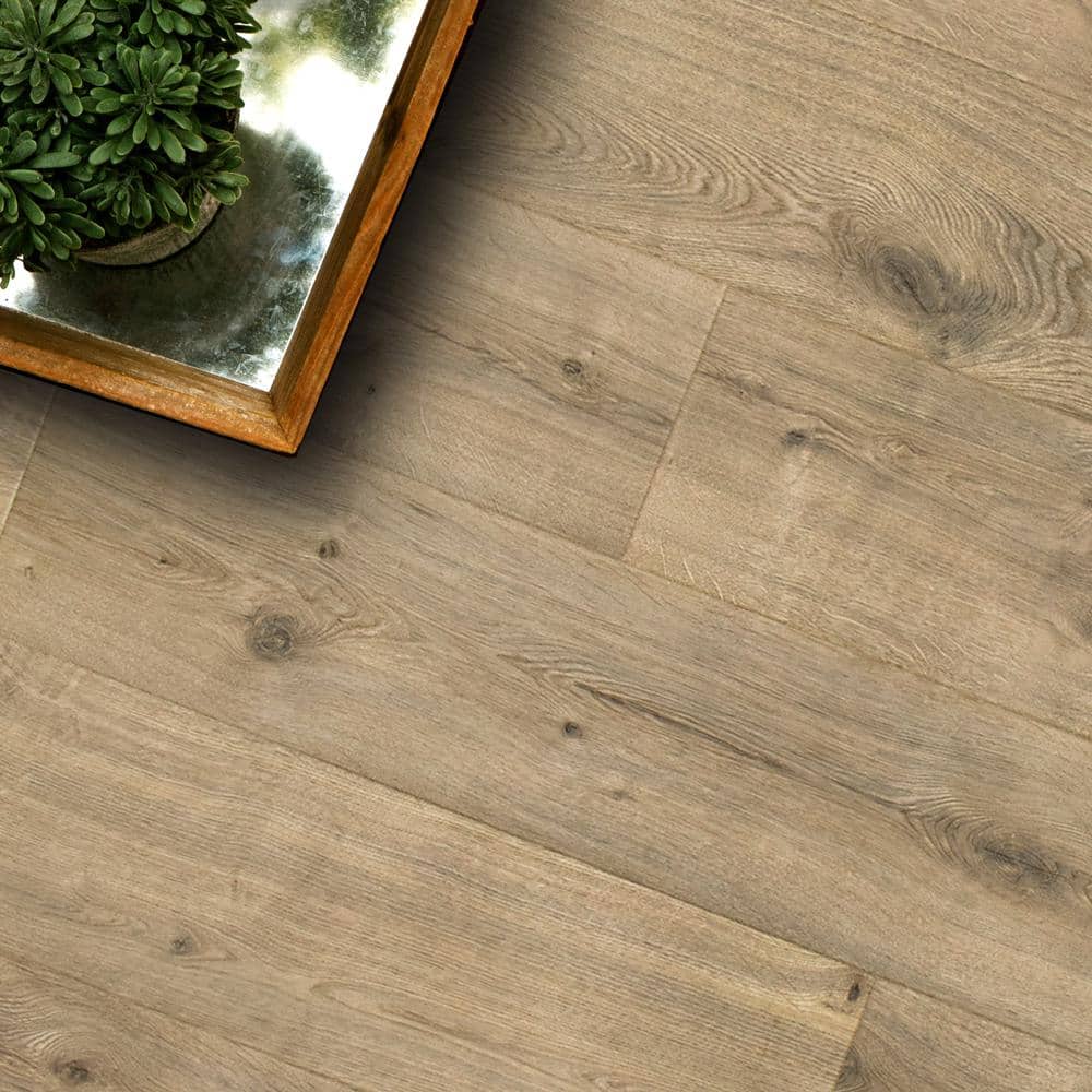 Pergo Defense+ Anderson Oak 14 mm T x 7.4 in. W Waterproof Laminate Wood Flooring (17.18 sqft/case)