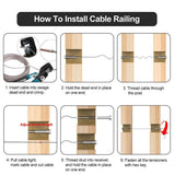 Angel Sar 10 Pairs Invisible Cable Railing kit, 1/8" Invisible Receiver & Swage Stud End for 2 x 2, 4" x 4" Wood/Metal Posts