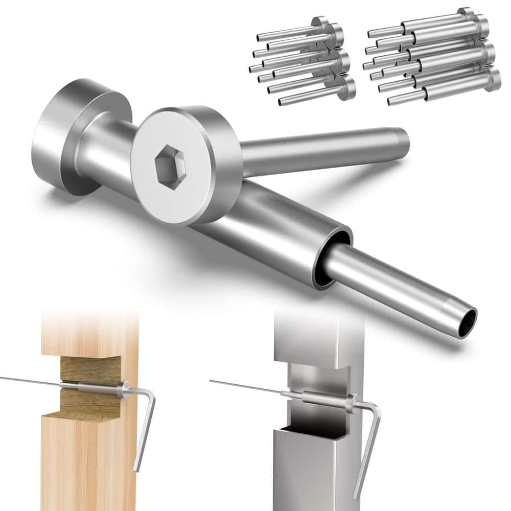 Angel Sar 10 Pairs Invisible Cable Railing kit, 1/8" Invisible Receiver & Swage Stud End for 2 x 2, 4" x 4" Wood/Metal Posts