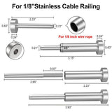 Angel Sar 10 Pairs Invisible Cable Railing kit, 1/8" Invisible Receiver & Swage Stud End for 2 x 2, 4" x 4" Wood/Metal Posts