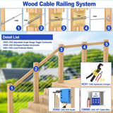 Angel Sar 20-Pair T316 SS Cable Railing Kit, 1/8 in. Swage Toggle, 180° Adjustable