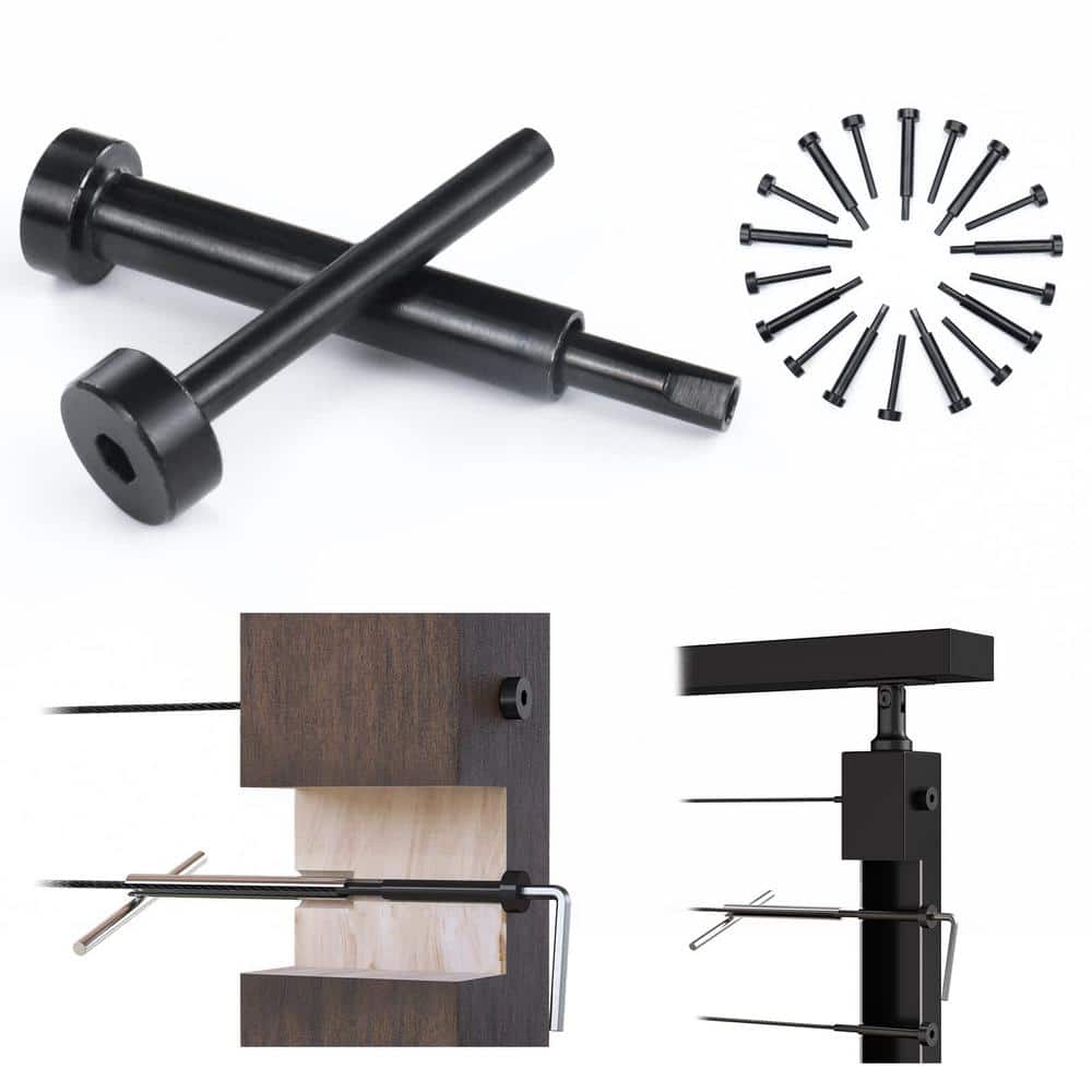 Angel Sar 10-Pair Black Cool CR26 Cable Railing Kit, 1/8 in. Swage, T316 SS, Fits 2 in. x 2 in. & 4 in. x 4 in. Posts