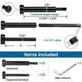 Angel Sar 10-Pair Black Cool CR26 Cable Railing Kit, 1/8 in. Swage, T316 SS, Fits 2 in. x 2 in. & 4 in. x 4 in. Posts