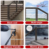 Angel Sar 20-Pair Black Cable Railing Kit with 1/8 in. Swage Toggle Turnbuckles, T316 SS, WoodEasy System, 180° Adjustable