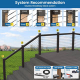 Angel Sar 20-Pair Black Cable Railing Kit with 1/8 in. Swage Toggle Turnbuckles, T316 SS, WoodEasy System, 180° Adjustable