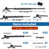 Angel Sar 20-Pair Black Cable Railing Kit with 1/8 in. Swage Toggle Turnbuckles, T316 SS, WoodEasy System, 180° Adjustable