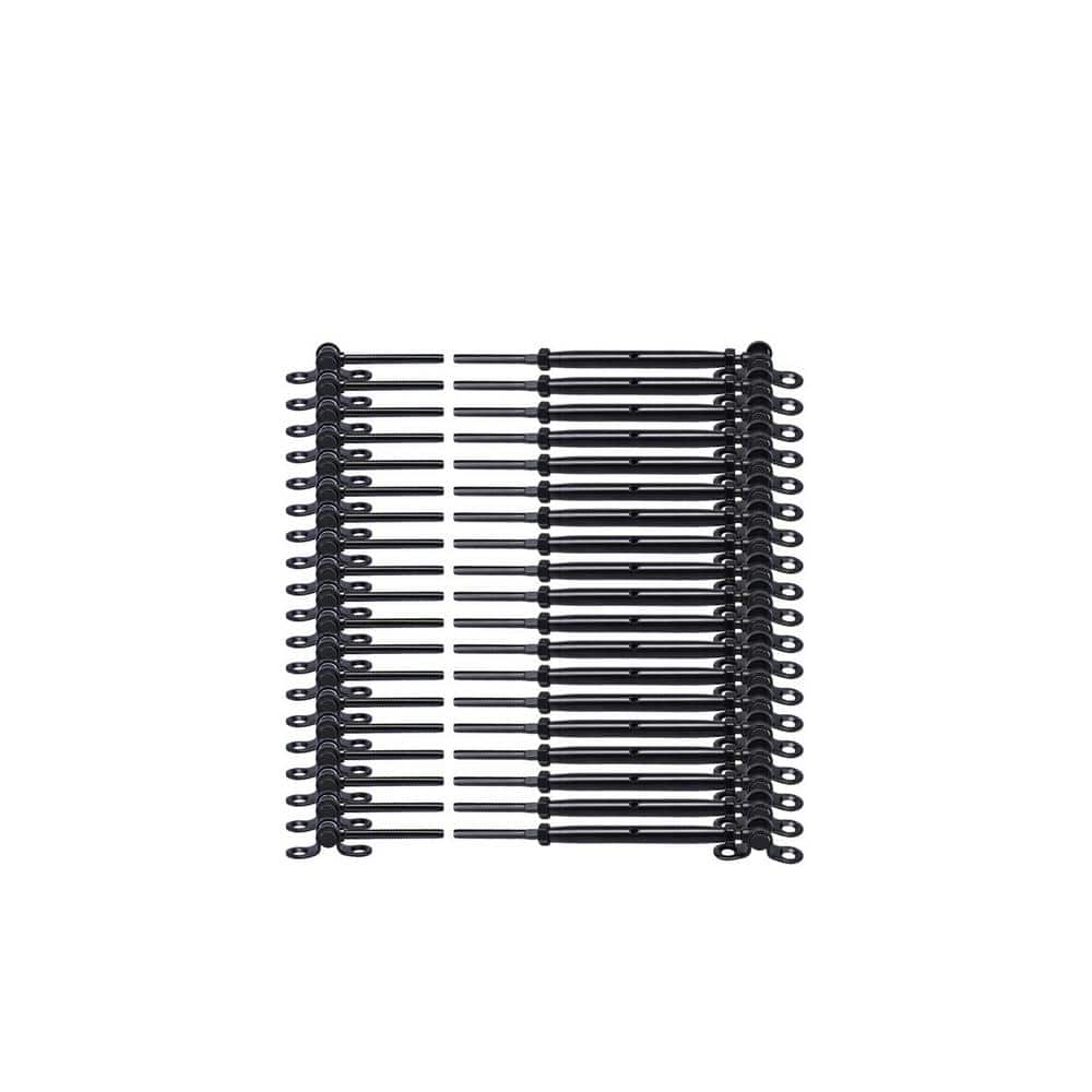 Angel Sar 20-Pair Black Cable Railing Kit with 1/8 in. Swage Toggle Turnbuckles, T316 SS, WoodEasy System, 180° Adjustable