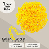 Angel Sar 1.5 in. x 100 ft. Plastic Yellow Chain Link, Plastic Privacy Safety Barrier Chain for Warehouse Decoration Fence 1-Pack