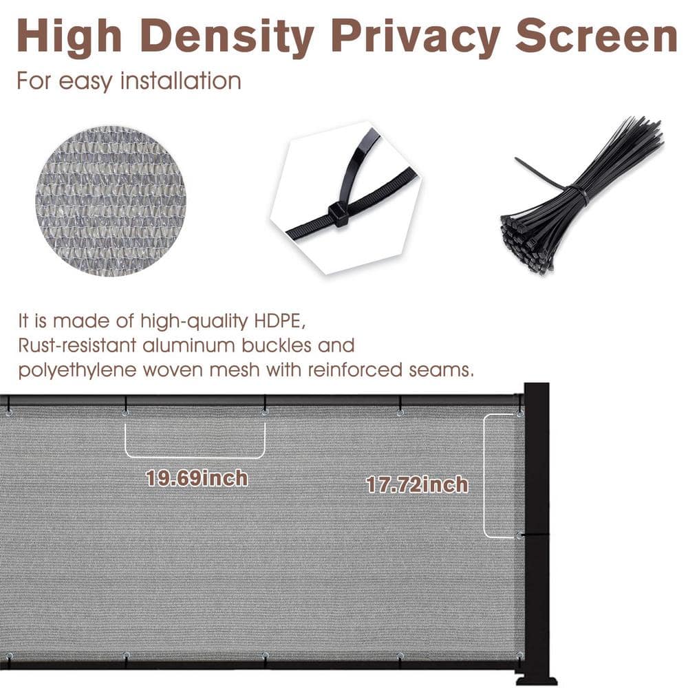 Angel Sar 3'x10' Brown-Grey Polyethylene Balcony Privacy Screen Fence, Chain Link Fabric Roll UV Protection Shield for Balcony