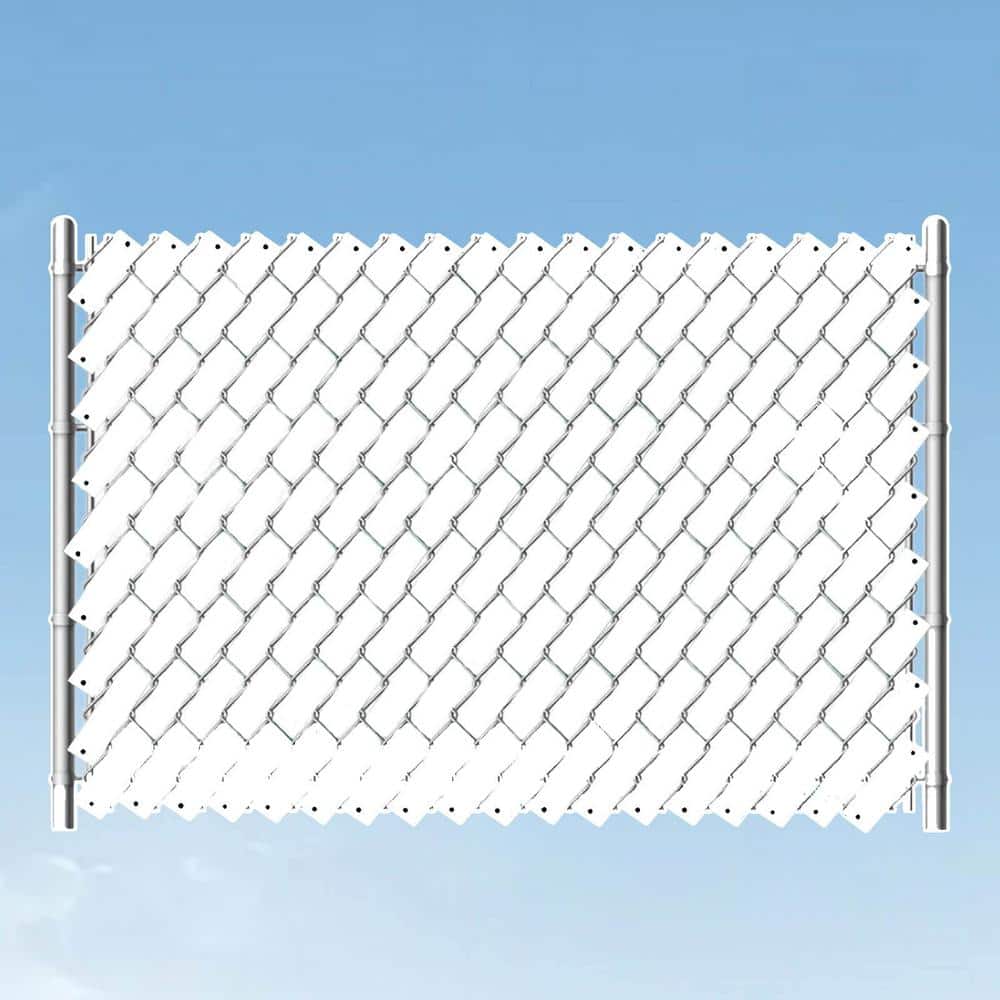 Angel Sar White 246 ft. x 0.15 ft. Polyvinyl Chloride PVC Chain Link Fence Slat, Privacy Tape (200-Piece Button Puncher Included)
