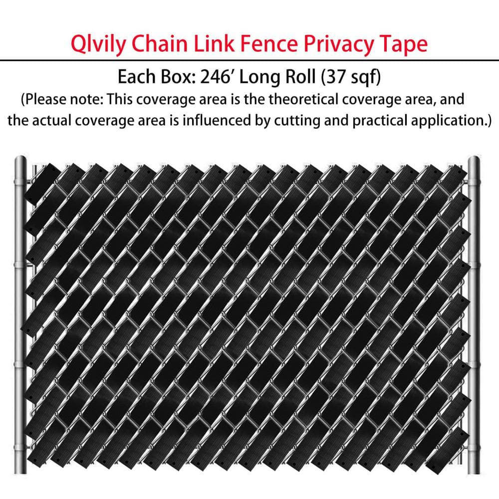 Angel Sar Black 246 ft. x 0.15 ft. Polyvinyl Chloride PVC Chain Link Fence Slat, Privacy Tape (200-Piece Button Puncher Included)