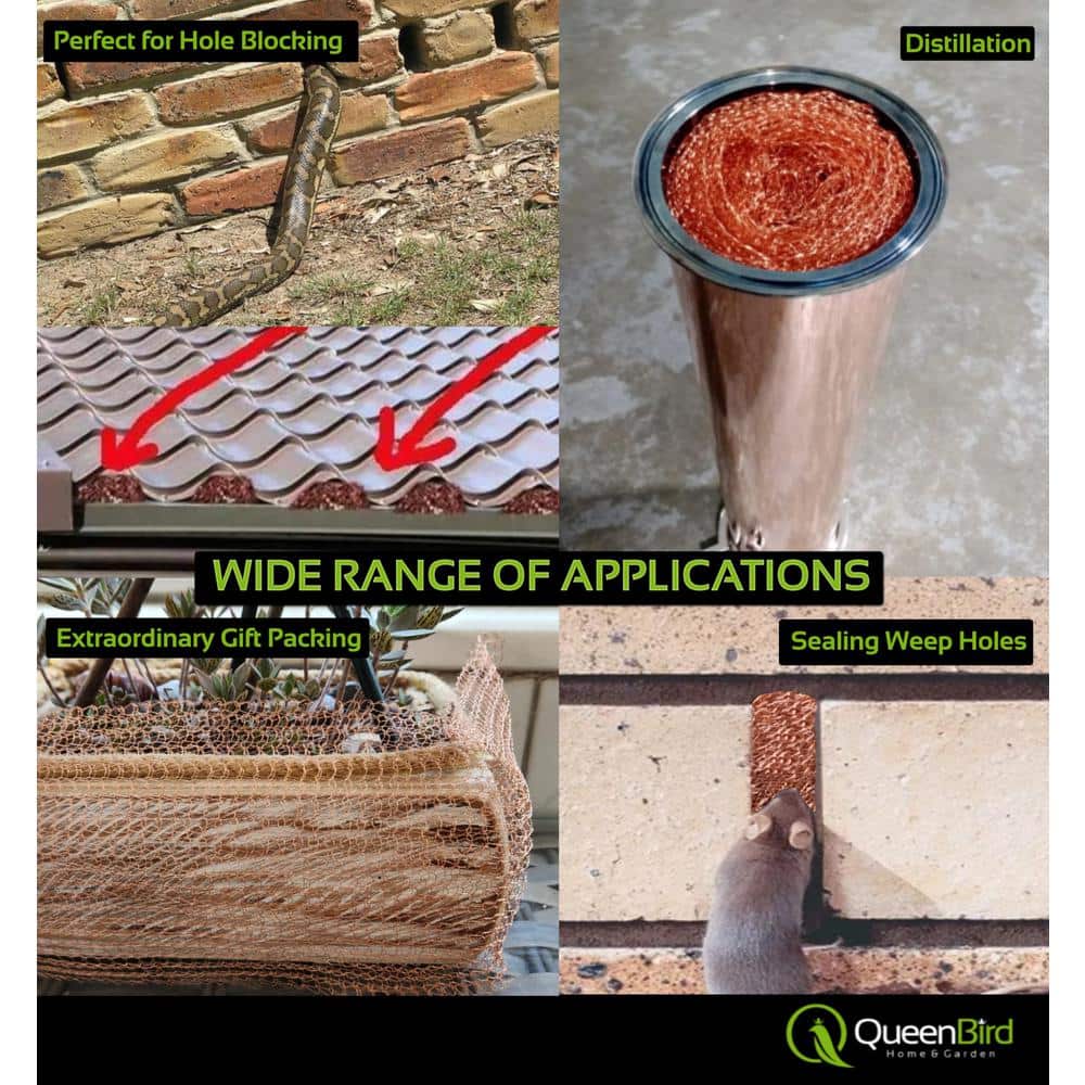 Angel Sar 5" X 30 ft. Copper Mesh with Packing Tool and Scissors, Poultry Netting Copper Fill Fabric Blocker for Hole