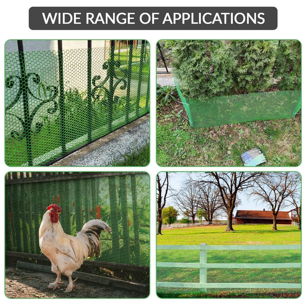 Angel Sar 15.7 in. x 10 ft. Plastic Chicken Wire Fence Mesh, Hexagonal Fencing Poultry Netting for Coop Farm Garden Green