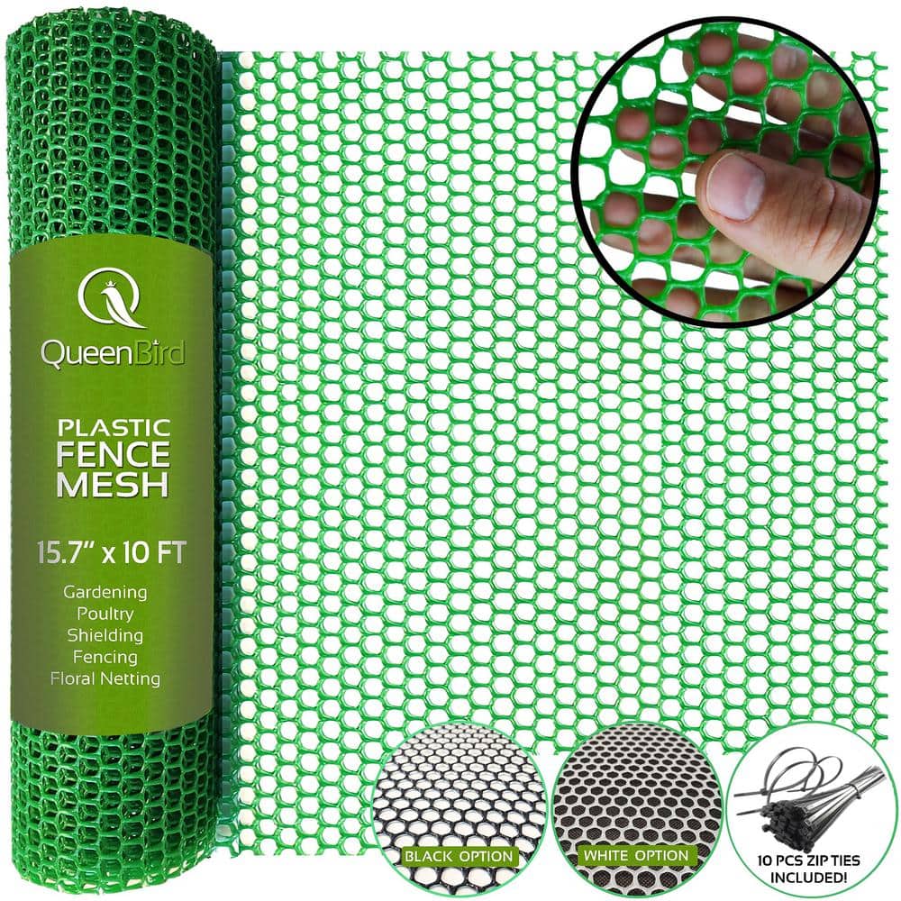 Angel Sar 15.7 in. x 10 ft. Plastic Chicken Wire Fence Mesh, Hexagonal Fencing Poultry Netting for Coop Farm Garden Green