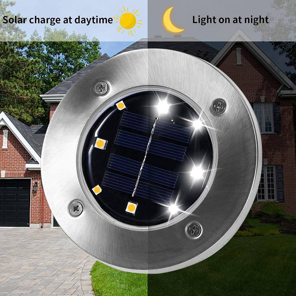 Angel Sar Cold Solar Ground Lights, 8 LED Garden Lights Solar Powered (12-Pack)