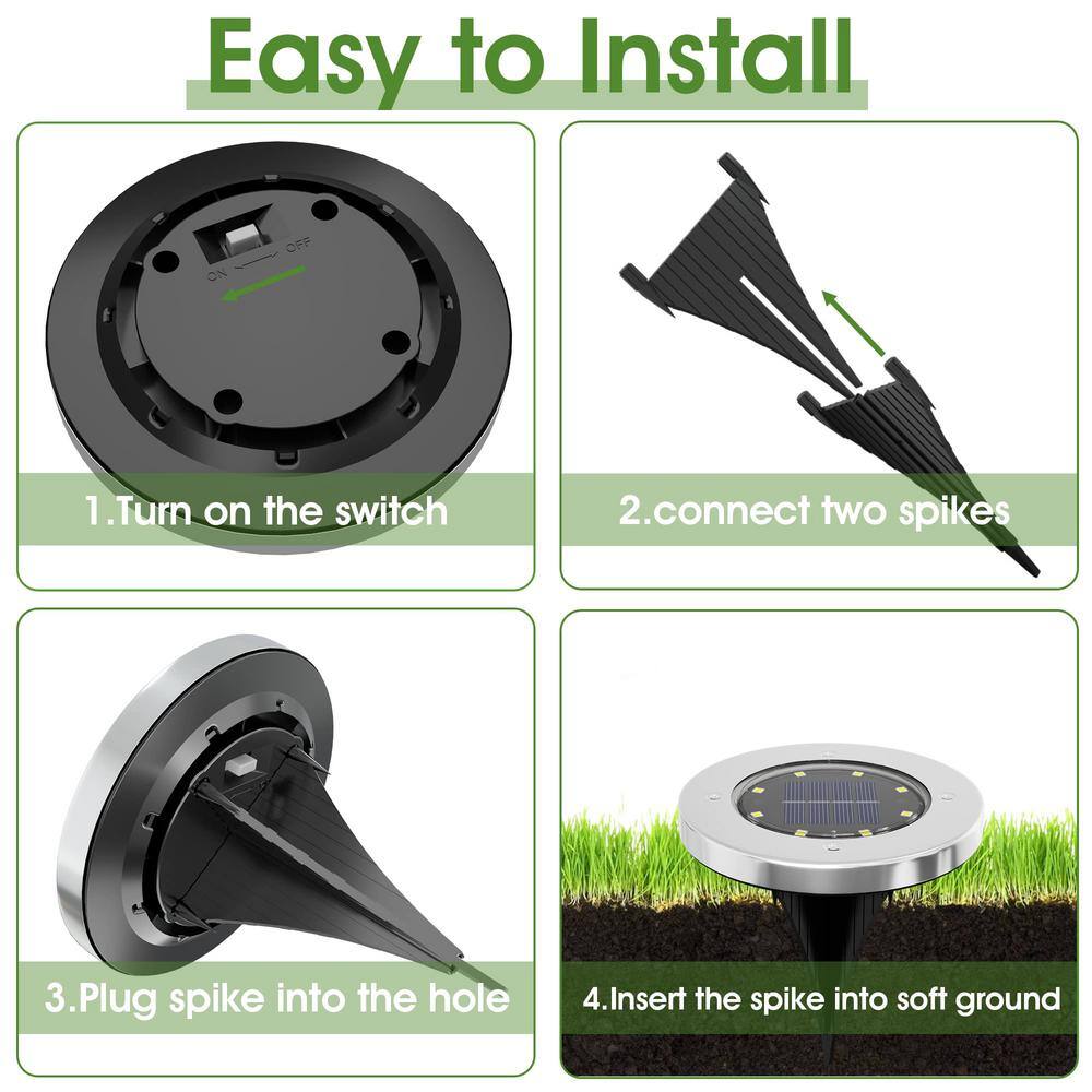 Angel Sar Cold Solar Ground Lights, 8 LED Garden Lights Solar Powered (12-Pack)