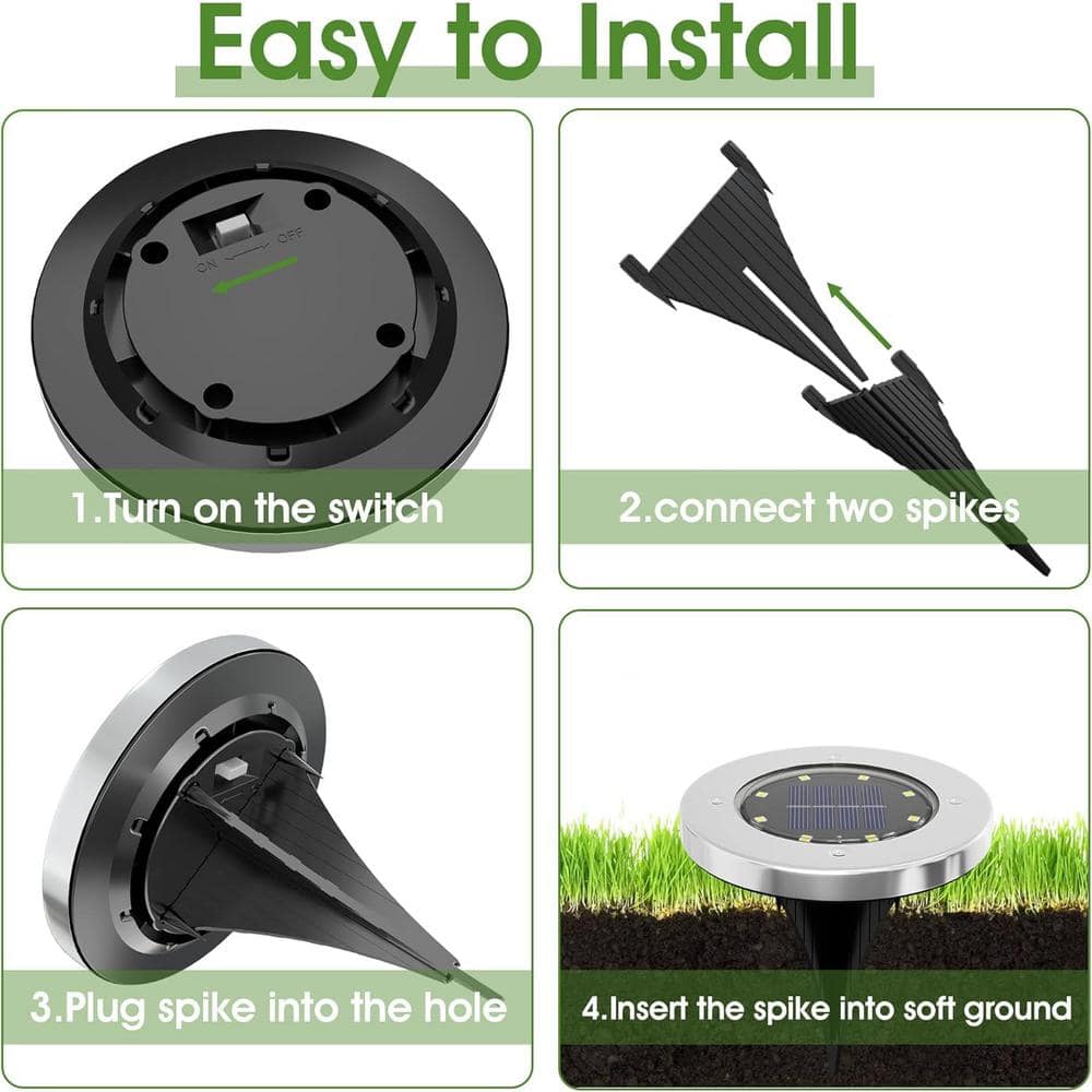 Angel Sar Solar Ground Lights, 8 LED Garden Lights Solar Powered (12-Pack)