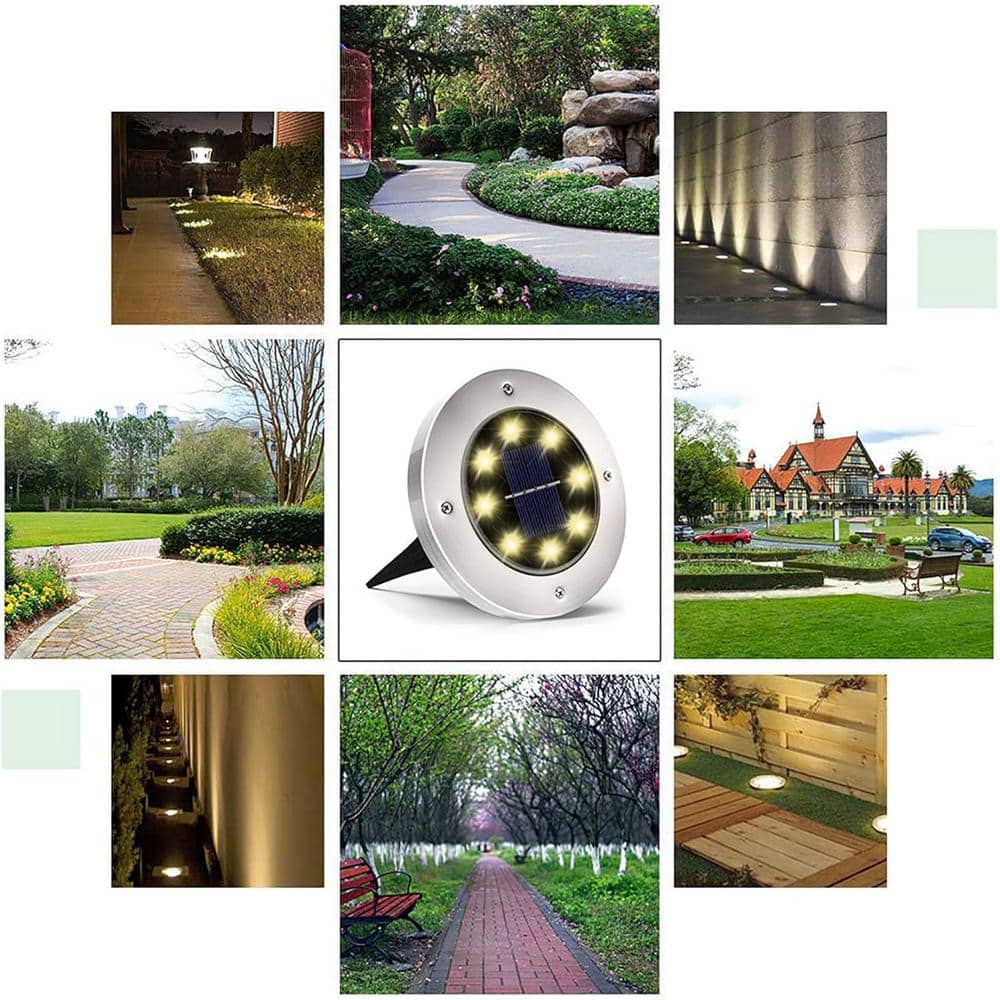 Angel Sar Solar Ground Lights, 8 LED Garden Lights Solar Powered (12-Pack)