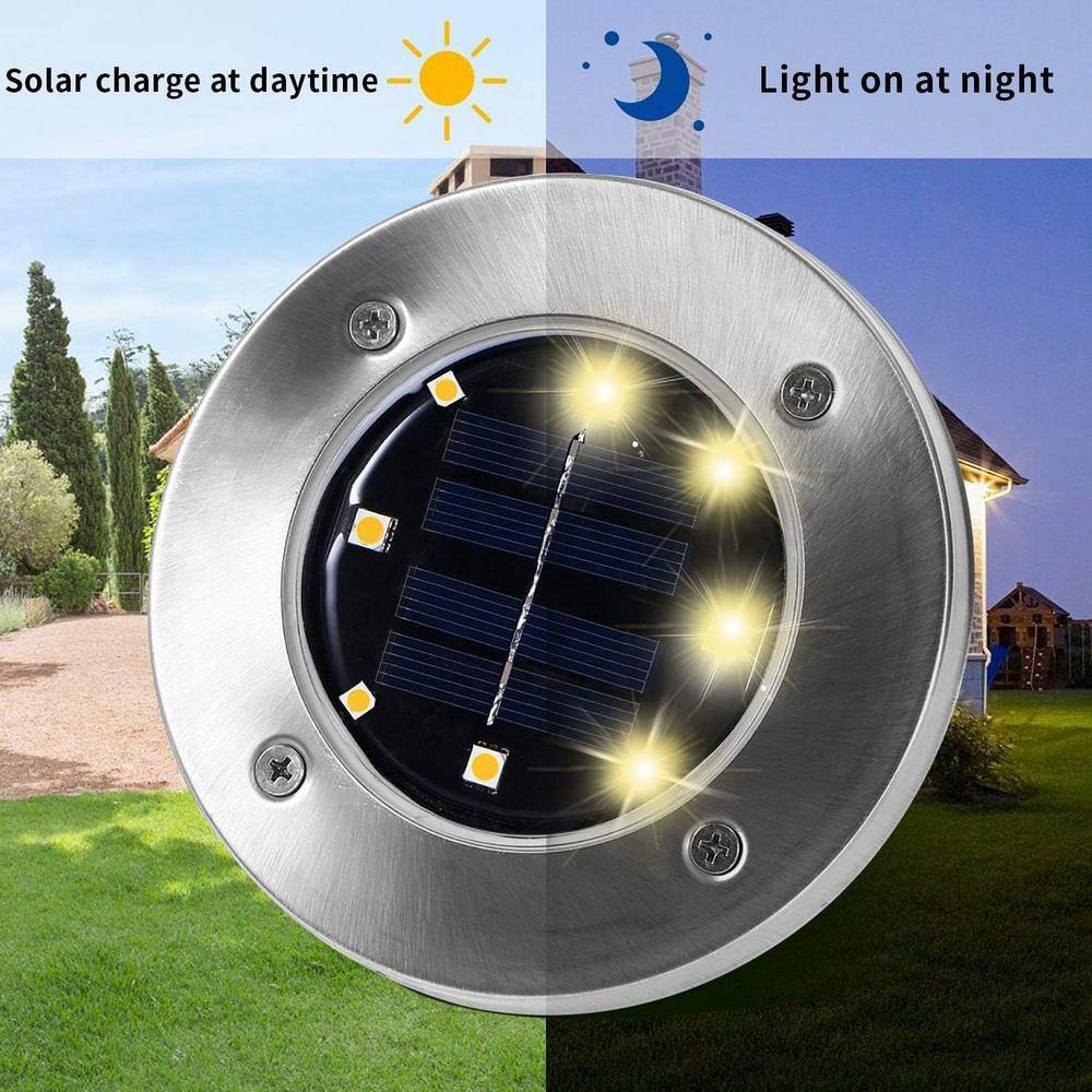 Angel Sar Solar Ground Lights, 8 LED Garden Lights Solar Powered (12-Pack)