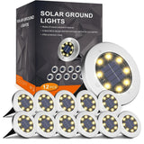 Angel Sar Solar Ground Lights, 8 LED Garden Lights Solar Powered (12-Pack)
