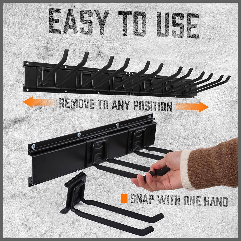 Angel Sar 64 in. Heavy Duty Garage Organization Rack with 4-Packs Rails and 9-Adjustable Hooks, Max Load 600 lbs.