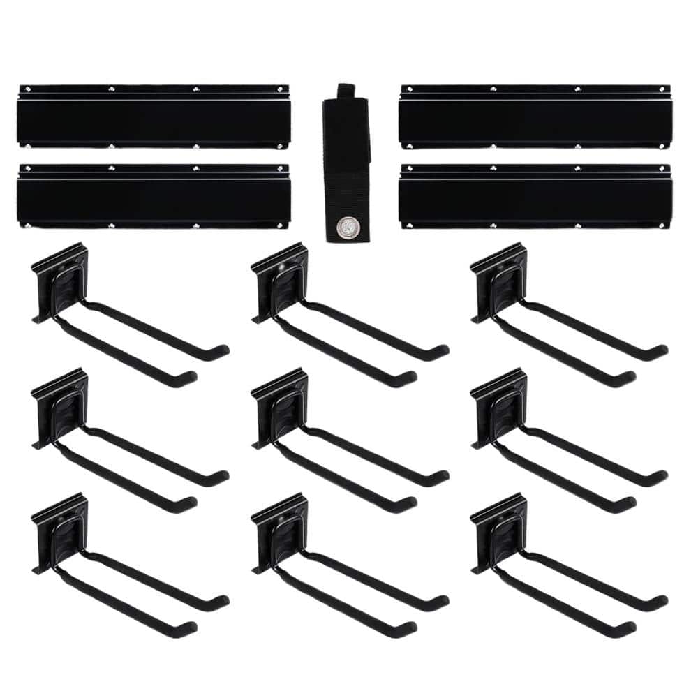 Angel Sar 64 in. Heavy Duty Garage Organization Rack with 4-Packs Rails and 9-Adjustable Hooks, Max Load 600 lbs.