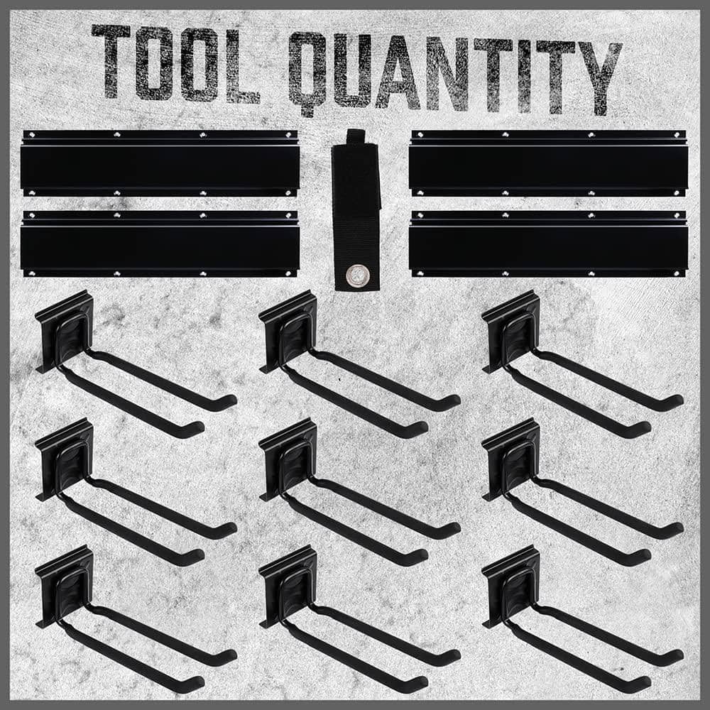 Angel Sar 64 in. Heavy Duty Garage Organization Rack with 4-Packs Rails and 9-Adjustable Hooks, Max Load 600 lbs.
