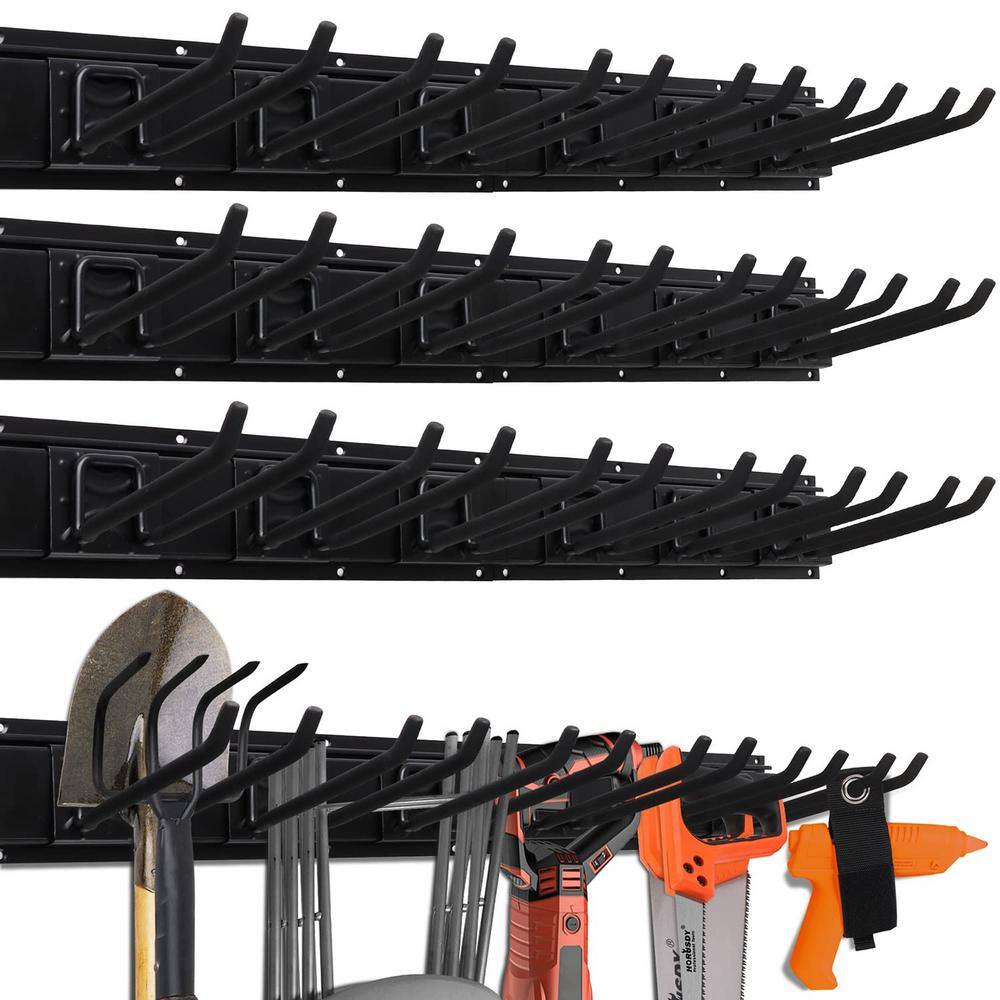 Angel Sar 64 in. Heavy Duty Garage Organization Rack with 4-Packs Rails and 9-Adjustable Hooks, Max Load 600 lbs.