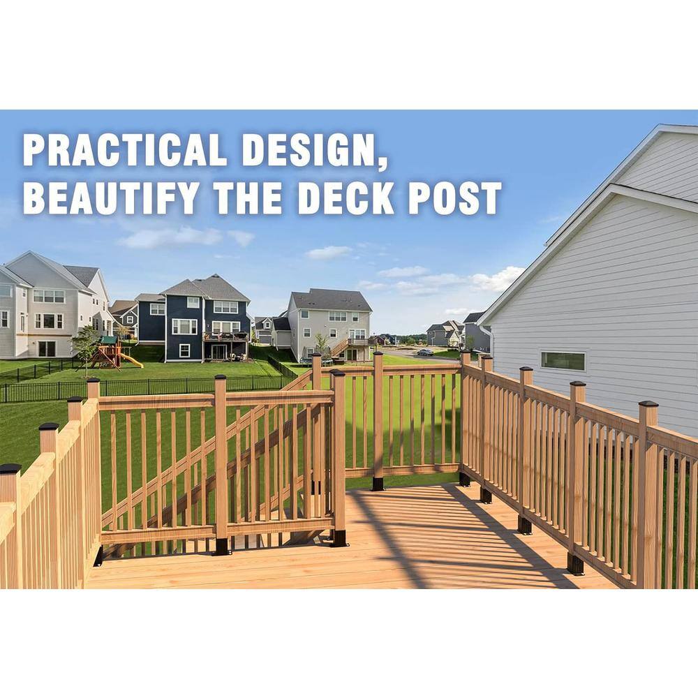 Angel Sar 3.5 in. x 3.5 in. Wood Fence Post Caps, PP Plastic Water-Proof UV-Proof, Keep Post from Cracking and Rotting (48-Pack)