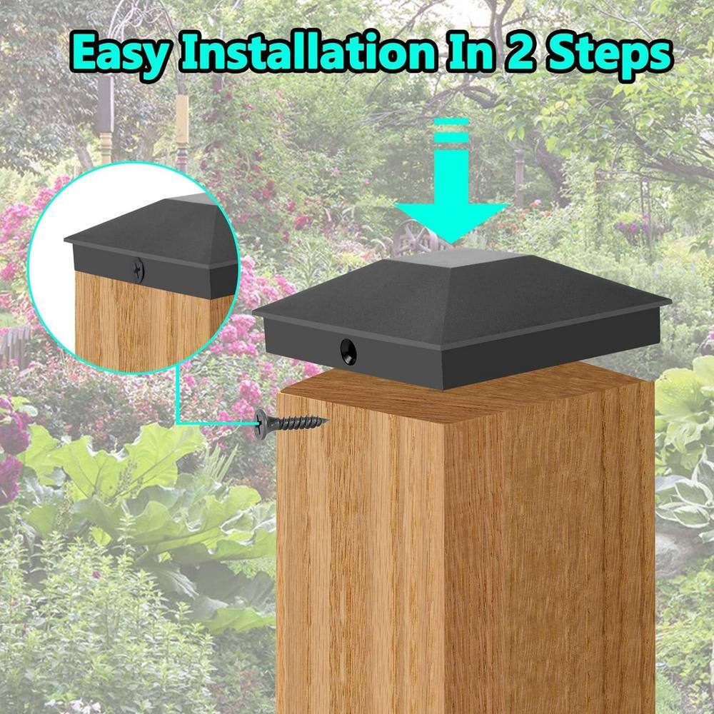 Angel Sar 3.5 in. x 3.5 in. Wood Fence Post Caps, PP Plastic Water-Proof UV-Proof, Keep Post from Cracking and Rotting (48-Pack)