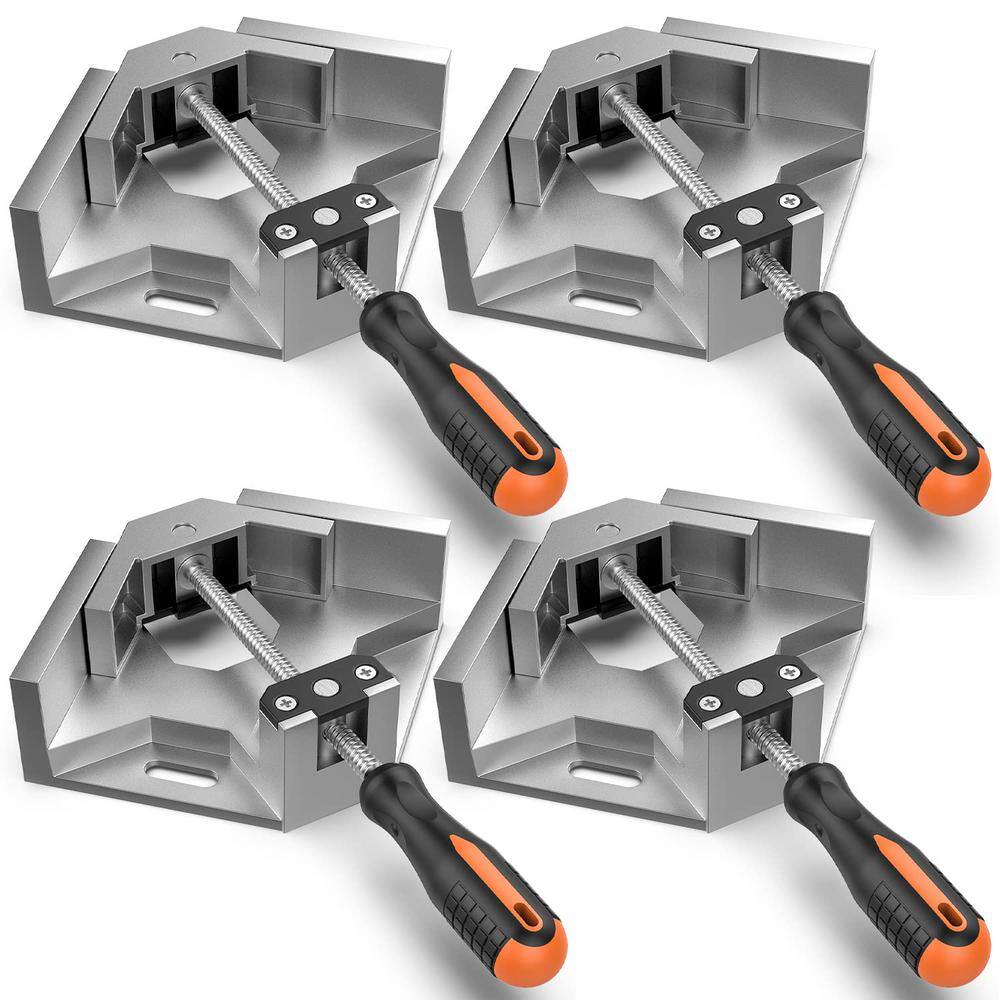 Angel Sar 4 Pack 90° Aluminum Alloy Right Angle Clamp, Single Handle Woodworking Tools for Photo Frame Vise Holder